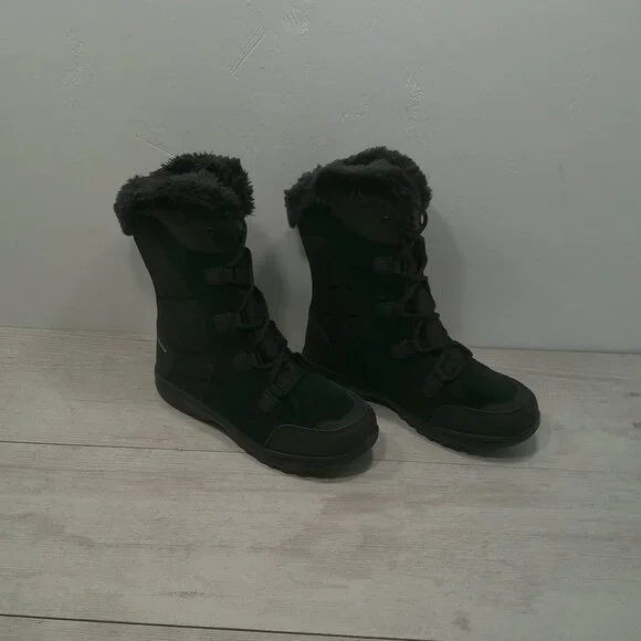Columbia Ice Maiden II Black Quilted Waterproof Lace up Snow Winter Boots SZ 8 - Picture 2 of 12